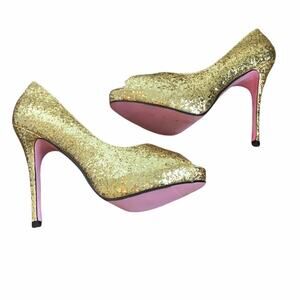 NWOT Leg Avenue Glitter 1” Platform Peep Toe Heels